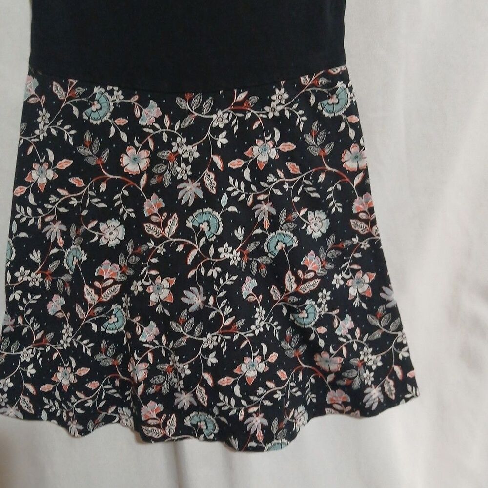 Old Navy Sleeveless Tank Dress Black & Floral Cotton Girls Size XS (5) - Picture 3 of 7